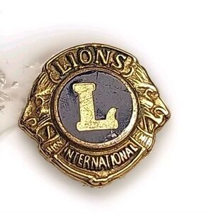 Vintage Lions Club International 1/20 10K GF Lapel Pin Small Gold Filled Enamel